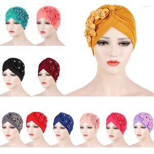 Abbigliamento etnico Turbante Fiore Beanie Donna Hijab musulmano Sottosciarpa Cofano a pieghe Cappello Berretto chemio Copricapo Testa Sciarpa Avvolgente