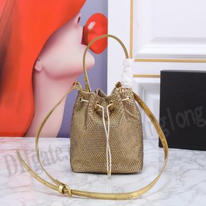 designer bag Crystal bucket bag mini imitation crystal satin material shoulder bags women tote bags crossbody glod sliver purple handbag for lady sling bags