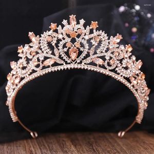 Hair Clips Bridal Tiaras Crown Baroque Handmade Crystal Beads Heart Luxury Accessories Diadem Headband Wedding Woman