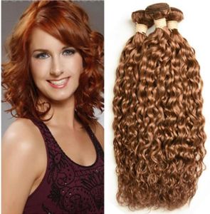 Våt och vågig 30 Medium Auburn Brasiliansk mänsklig hårvävförlängningar Vattenvåg 3st jungfru Auburn Human Hair Bundles affärer Double67463313