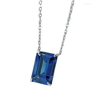 Pendants Spring Qiaoer 925 Sterling Silver Sapphire Emerald High Carbon Diamonds Gemstone Wedding Pendant Necklace Fine Jewelry