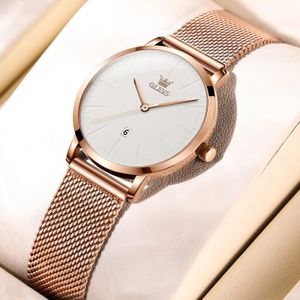Olevs relógio de moda de luxo para mulheres ouro rosa à prova dwaterproof água quartzo senhoras relógio pulso alta qualidade relógios femininos reloj para mujer 240314