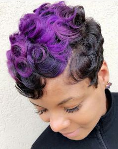 Parrucche BeiSDWig Parrucche ricce sintetiche per donne nere Parrucca di capelli neri viola Acconciature afro corte per donne