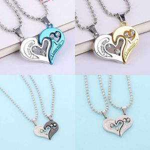 Fashion Heart Shaped Diamond Pendant Necklace for Couples - Valentine's Day Gift