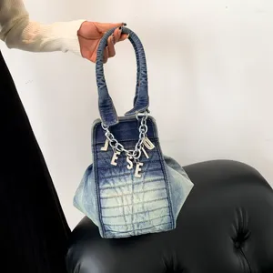 Drawstring Spring Denim Chain Crossbody Bags For Women Trend 2024 Women's Shoulder Hand Bag Woman Korean Luxury Designer