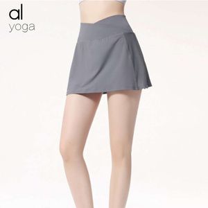 2024Aloyoga женские новые шорты для йоги с антибликовым покрытием, короткие для фитнеса, женские сетчатые брюки с высокой талией для йоги, спортивная теннисная юбка, оптовая цена, брендовые шорты для движения