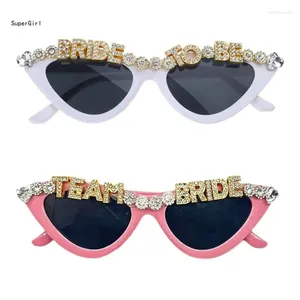 Okulary przeciwsłoneczne Bachelor Party Woman Rhinestones Bride to Letter White Frame okulary żeńskie Trend dla dorosłych