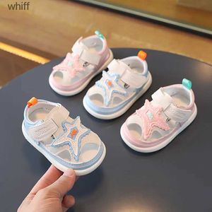 Sandals Summer Baby Shoes for Girls Sandals Fashion Soft Bottom Boys Beach Sandals Kids 2024 New Toes-covered Anti-kick Soft SandalsC24318