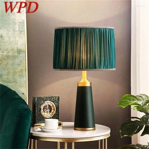 테이블 램프 WPD 놋쇠 램프 녹색 책상 가벼운 현대 고급 LED 장식 홈 침대 옆