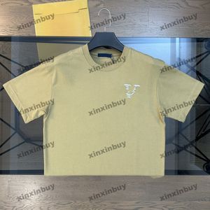 Xinxinbuy Men Designer Tee Tシャツ2024イタリアパッチレター刺繍1854半袖コットン女性グレーブラックホワイトレッドM-2xl