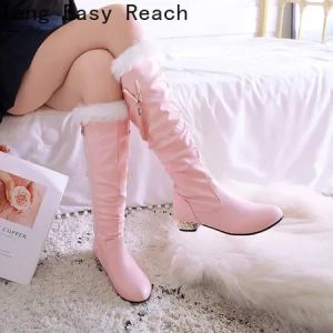 Boots Winter Warm Knee High Boots Women Platform Wedges High Heels Snow Boots Slip on Winter Ladies Shoes White Black Pink 2023