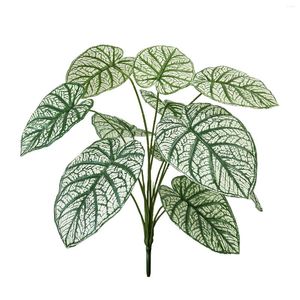 Flores decorativas 65cm 12 folhas alocasia planta plástico pequeno falso vaso ornamental interior artificial para decoração de casa escritório