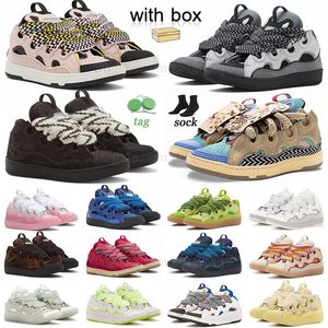 2024 Gummiklänningskor Extraordinärt med Box Pink White and Black Curb Sliver Lavines Scarpe Yellow Lace Up Nappa Platformsole Purple Paris Mesh Cream Sneakers