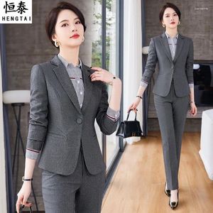 Dwuczęściowe spodnie dla kobiet Temperament Business Suit Kobieta Formalna noszenie mody szary nauczyciel el viet menedżer ubrania robocze