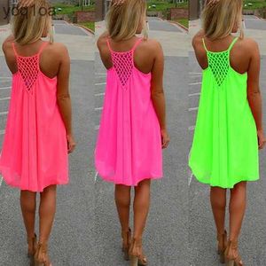 基本的なカジュアルドレス2016 Summer Fshion 2016 Hot New Sexy Womens Summer Casual Seveless Strap Back Less Beach Dress for Evening PartyL2403