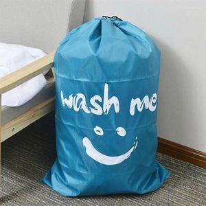 Storage Bags Smiling Face Printed Dirty Pocket Large Capacity Foldable Drawstring Bag Nylon Travel Home Organizing Tools