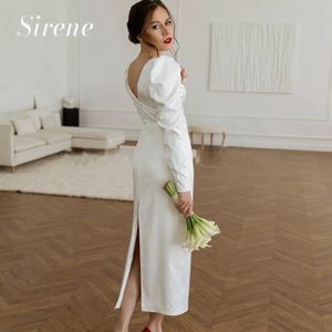 Dress Elegant Wedding for Woman 2024 High Neck Full Sleeves Ankle Length Beach Bridal Gown Satin Vestido De Customed YD