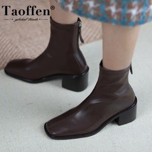 Stivali Taoffen Women Ankle Boots tacchi spessi scarpe stivali corti inverno Donne In Autumn Daily Office Lady calzature dimensioni 3442