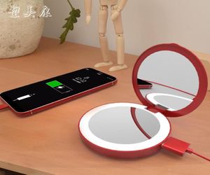 ML003 PORTABLE CONCHARGEABLE TOUCH SN MAKE UP Mirror With LED Lights Cosmetic Makeup Power Bank Använd USB -laddning4063612