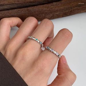 Cluster Ringe Einzigartige Bunte Stein Herz Silber Farbe Dünner Ring Für Frauen Damen Schmuck Finger Verstellbare Öffnung Hochzeit Party Geschenk