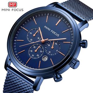 Mini Focus Brand Leisure Multifunktionell rörelse Kalender Waterproof Mesh Strap Men's Watch 0297G