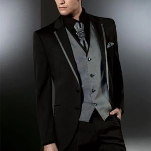 Suits 2024 Latest Coat Pant Designs Italian Black Grey Men Suits Slim Fit Tuxedo 3 Piece Gentle Custom Groom Prom Suit Terno Masculino