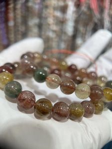 Strand Natural Red Rutilated Quartz Heteroblastic Crystal Handmade Bracelet Round Seed Beads For Jewelry Accessories Making