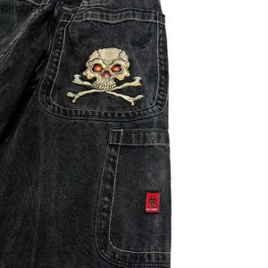 Women's Jeans JNCO Jeans New Harajuku Hip Hop Retro Skull Graphic Embroidered Baggy Jeans Denim Pants Men Women Goth High Waist Wide TrousersC24318