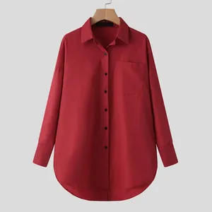 Women's Blouses Women Long-sleeved Shirt Chic Versatile Single-breasted Back Buttoned Soft For Commuting Work Style Button-down
