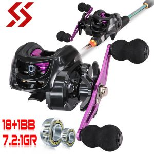 Mulinelli Sougayilang Baitcasting Mulinello da pesca Rapporto di trasmissione 7.2:1 Sistema frenante magnetico Ruota da pesca Max Drag 11LB Mulinello da pesca al lancio