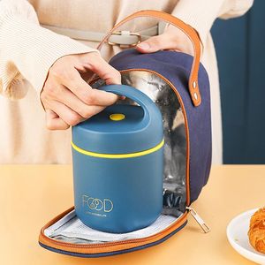 304 Stainless Steel Vacuum Thermal Lunch Box Insulated Lunch Bag Food Warmer Soup Cup Thermos Containers Bento Box for Students 240318