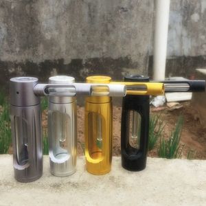 New Style Colorful Aluminium Smoking Bong Pipes Kit Portable Removable Travel Bubbler Glass Tobacco Filter Spoon Bowl Oil Rigs Waterpipe Dabber Hookah Holder DHL