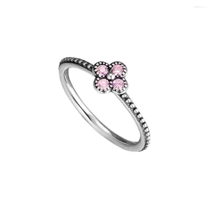 Cluster Rings Oriental Blossom 925 Sterling Silver smycken med rosa CZ