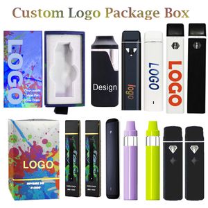 Caixas de embalagem de caneta Vape descartáveis ​​personalizadas 1ml 2ml 5ml Pod E-cigarros Carrinhos de óleo grosso Recarregável 280mAh Bateria Logotipo personalizado Vaporizador vazio Mylar Bags