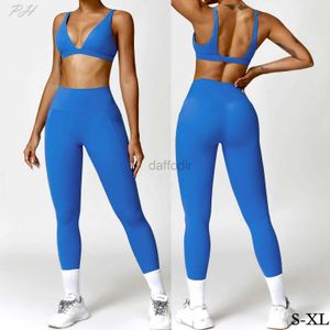 Women's Tracksuits Women Quick Dry Fitness Set Gym Clothes Sportswear Tracksuit Fitness Set French triangle Sport Bra Gym Leggings With Pocket 24318