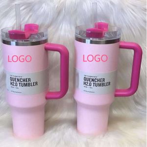 40 UNZEN Edelstahl Tumbler Flamingo Auto Vakuum Isolierte Tassen Mit Deckel Strohhalme Griff Stroh Kaffee Tassen Dropshipping Valentinstag Geschenk