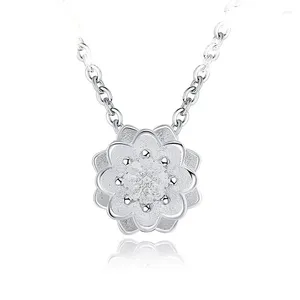 Collane con ciondolo Fascino Bellissimi accessori Donna Pendenti classici in argento sterling 925 Collana per ragazze con design di loto 3D