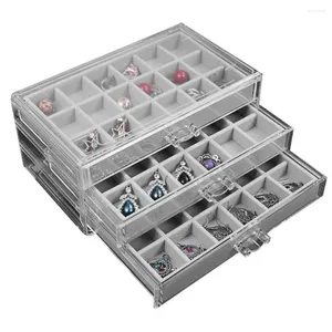 Smyckespåsar Rock Collection Box Elegant Organizer med 54 fack Transparent lock Dammtät design för ringörhängen