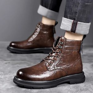 Stövlar herrar Biker Boot Stylish Outdoor Motorcykel Retro Style Leather Classic Ankle Casual Business All-Match slitbeständig sko