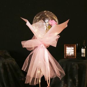 Valentinstag-LED-Luftballons, leuchtender Bobo-Ball-Ballon, blinkendes Licht, Rosenstrauß-Liebhaber, Geschenke für Geburtstag, Hochzeit, Party, Blume