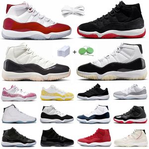 11 Scarpe da basket Uomo 11s Sneaker Bred Velvet Metallic Gold Sail Cherry Midnight Navy Cool Cement Grey Unc Gamma Blue Space Olive Uomo Donna Trainer Sport Sneakers