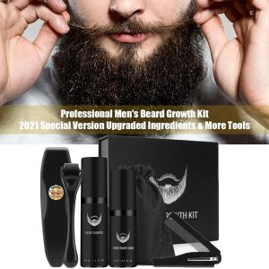 Prodotti 4 Pz/set Uomini Kit Crescita della Barba Crescita Dei Capelli Enhancer Olio Più Spessa Nutriente Lascia Balsamo Barba Crescere Set con Pettine