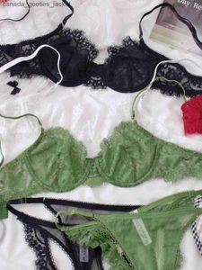 Reggiseni Slip sexy in lingerie di pizzo sottile set reggiseni da donna di grandi dimensioni con set di biancheria intima trasparente con anello in acciaioC24318