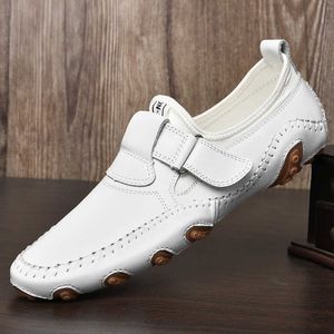 White HBP Leather Non-Brand Cowhide Blue Color Fashion Design Lightweight Classic Leisure Men Summer Casual Shoes