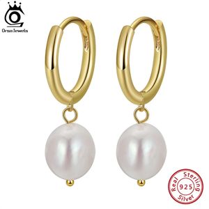 Orsa jóias vintage de água doce pérola brincos 925 prata esterlina moda balançar eardrop para festa feminina jóias gpe50 240311