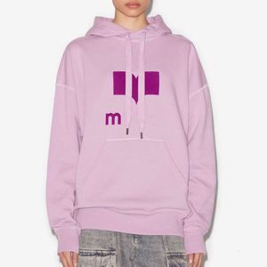 24SS ISABELS Marants Kadın Hoodies Sweatshirts Fransızca Yeni Sıradan Moda Flock Mektup Kapüşonlu Sweatshirt Kadınlar Gevşek Uzun Kollu Döngü Hoodie