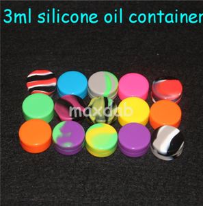 20pcs lot Container 3ml Silicone Box Wax Container for Dry Herb Wax Jar Dab Nonsolid Color Wax Non Stick Silicone Jar bubbler bong7647660