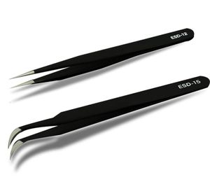 10Pcs AntiStatic Curved Stainless Steel Curved Straight Eyebrow Tweezers False Eyelash Extension Nail Art DIY Makeup Tools Kit6155522