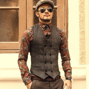 Coletes de tweed de tweed de tweed de tweed steampunk shop slim fit trespassed best homem noivo noivo cistas coletes casuais tops de roupas