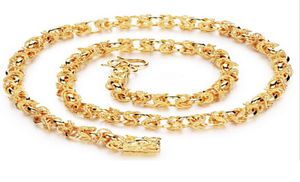 Fast Fine Heavy Men 24k Yellow gold filled necklace Bracelet Set GF Curb chain mens jewerly sets Necklace Bracelet 1698171